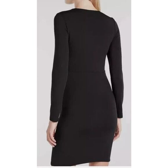 Express 90130 Women's Sz XS Black L/S Ruched Cut-Out Body Con Dress - Picture 8 of 8